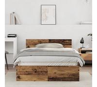Berkfield Home Bed Frame with Headboard Old Wood 120 x 190 cm Solid Wood in Brown Berkfield Home Brown 120 x 190 cm
