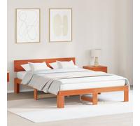 Berkfield Home Bed Frame with Headboard Wax Brown 160x200 cm Solid Pine Wood Berkfield Home Brown 160x200 cm