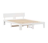 Berkfield Home Bed Frame with Headboard White 150x200 cm Solid Pine Wood Berkfield Home White 150x200 cm