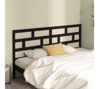 Berkfield Home Bed Headboard Black 206x4x100 cm Solid Wood Pine | Size: 206 x 4 x 100 cm Berkfield Home Black 206 x 4 x 100 cm