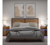 Berkfield Home Bedside Cabinet 2 pcs Old wood 38 x 34 x 61 cm Particle board in Brown Berkfield Home Brown 38 x 34 x 61 cm