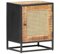 Berkfield Home Bedside Cabinet 40x30x50 cm Rough Mango Wood & Natural Cane in Brown | Size: 40 x 30 x 50 cm Berkfield Home Brown 40 x 30 x 50 cm