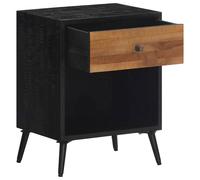 Berkfield Home Bedside Cabinet 40x30x50 cm Solid Wood Teak in Black | Size: 40 x 30 x 50 cm Berkfield Home Black 40 x 30 x 50 cm