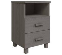 Berkfield Home Bedside Cabinet HAMAR Light Grey 40x35x62 cm Solid Wood Pine | Size: 40 x 35 x 62 cm Berkfield Home Grey 40 x 35 x 62 cm