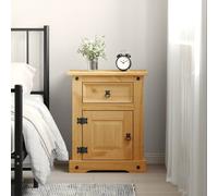 Berkfield Home Bedside Cabinet Mexican Pine Corona Range 53x39x66 cm in Brown | Size: 53 x 39 x 66 cm Berkfield Home Brown 53 x 39 x 66 cm