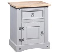 Berkfield Home Bedside Cabinet Mexican Pine Corona Range Grey 53x39x66 cm | Size: 53 x 39 x 66 cm Berkfield Home Grey 53 x 39 x 66 cm
