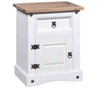 Berkfield Home Bedside Cabinet Mexican Pine Corona Range White 53x39x66 cm | Size: 53 x 39 x 66 cm Berkfield Home White 53 x 39 x 66 cm