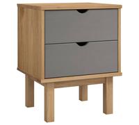 Berkfield Home Bedside Cabinet OTTA Brown&Grey 46x39.5x57 cm Solid Wood Pine in Grey Berkfield Home Grey 46x39.5x57 cm