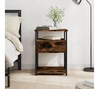 Berkfield Home Bedside Cabinet Smoked Oak 40x42x55 cm Engineered Wood in Brown | Size: 40 x 42 x 55 cm Berkfield Home Brown 40 x 42 x 55 cm