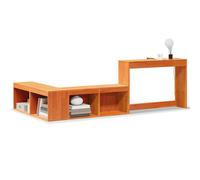 Berkfield Home Bedside Cabinet with Desk Wax Brown 232x112x75 cm Solid Wood Pine | Size: 232 x 112 x 75 cm Berkfield Home Brown 232 x 112 x 75 cm