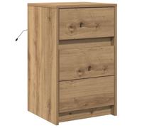 Berkfield Home Bedside Cabinet with LED Lights Artisan Oak Engineered Wood in Brown Berkfield Home Brown