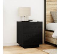 Berkfield Home Bedside Cabinet with LED Lights Black Oak 45x40x55 cm | Size: 45 x 40 x 55 cm Berkfield Home Black 45 x 40 x 55 cm