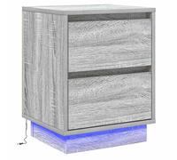 Berkfield Home Bedside Cabinet with LED Lights Grey Sonoma 39x34, 5x50 cm Berkfield Home Grey 5x50 cm