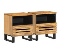 Berkfield Home Bedside Cabinets 2 pcs 40x33x46 cm Solid Wood Rough Mango in Brown | Size: 40 x 33 x 46 cm Berkfield Home Brown 40 x 33 x 46 cm