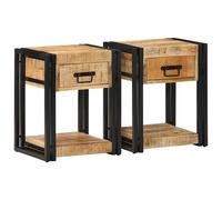 Berkfield Home Bedside Cabinets 2 pcs 40x35x50 cm Solid Rough Wood Mango in Brown | Size: 40 x 35 x 50 cm Berkfield Home Brown 40 x 35 x 50 cm
