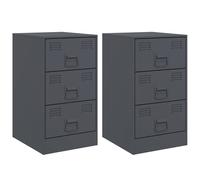 Berkfield Home Bedside Cabinets 2 pcs Anthracite 34.5x39x62 cm Steel in Charcoal Berkfield Home Charcoal 34.5x39x62 cm