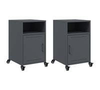 Berkfield Home Bedside Cabinets 2 pcs Anthracite 36x39x59 cm Steel in Dark Grey | Size: 36 x 39 x 59 cm Berkfield Home Dark Grey 36 x 39 x 59 cm