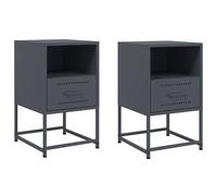 Berkfield Home Bedside Cabinets 2 pcs Anthracite 36x39x60.5 cm Steel in Dark Grey Berkfield Home Dark Grey 36x39x60.5 cm