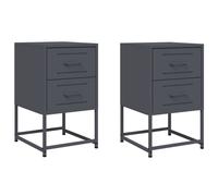 Berkfield Home Bedside Cabinets 2 pcs Anthracite 36x39x60.5 cm Steel in Dark Grey Berkfield Home Dark Grey 36x39x60.5 cm