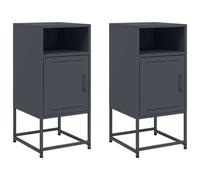 Berkfield Home Bedside Cabinets 2 pcs Anthracite 36x39x78 cm Steel in Black | Size: 36 x 39 x 78 cm Berkfield Home Black 36 x 39 x 78 cm