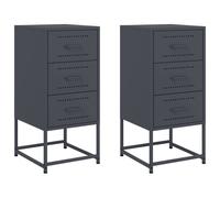 Berkfield Home Bedside Cabinets 2 pcs Anthracite 36x39x78 cm Steel in Charcoal | Size: 36 x 39 x 78 cm Berkfield Home Charcoal 36 x 39 x 78 cm