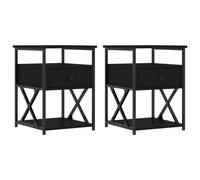 Berkfield Home Bedside Cabinets 2 pcs Black 40x42x55 cm Engineered Wood | Size: 40 x 42 x 55 cm Berkfield Home Black 40 x 42 x 55 cm