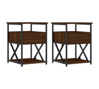 Berkfield Home Bedside Cabinets 2 pcs Brown Oak 40x42x55 cm Engineered Wood | Size: 40 x 42 x 55 cm Berkfield Home Brown 40 x 42 x 55 cm