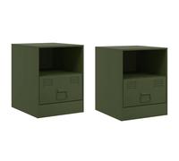 Berkfield Home Bedside Cabinets 2 pcs Olive Green 34.5x39x44 cm Steel Berkfield Home Green 34.5x39x44 cm