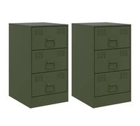 Berkfield Home Bedside Cabinets 2 pcs Olive Green 34.5x39x62 cm Steel Berkfield Home Green 34.5x39x62 cm