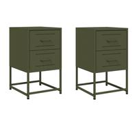 Berkfield Home Bedside Cabinets 2 pcs Olive Green 36x39x60.5 cm Steel Berkfield Home Olive 36x39x60.5 cm