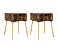 Berkfield Home Bedside Cabinets 2 pcs Smoked Oak 40x40x56 cm Engineered Wood in Brown | Size: 40 x 40 x 56 cm Berkfield Home Brown 40 x 40 x 56 cm