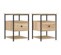 Berkfield Home Bedside Cabinets 2 pcs Sonoma Oak 40x42x56 cm Engineered Wood in Brown | Size: 40 x 42 x 56 cm Berkfield Home Brown 40 x 42 x 56 cm