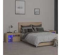 Berkfield Home Bedside Cabinets 2 pcs with LED Lights Sonoma Oak 70x36.5x40 cm in Brown Berkfield Home Brown 70x36.5x40 cm