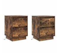 Berkfield Home Bedside Cabinets with LED Lights 2 pcs Smoked Oak 39x34.5x50 cm Berkfield Home Multicolor 39x34.5x50 cm