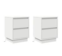 Berkfield Home Bedside Cabinets with LED Lights 2 pcs White 39x34.5x50 cm Berkfield Home White 39x34.5x50 cm