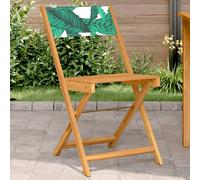 Berkfield Home Bistro Chairs 2 pcs Leaf Pattern Solid Wood Acacia & Fabric in Green Berkfield Home Green
