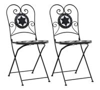 Berkfield Home Bistro Chairs Foldable 2 pcs Black & White Ceramic Berkfield Home Black