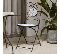 Berkfield Home Bistro Chairs Foldable 2 pcs Blue & White Ceramic Berkfield Home Blue