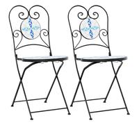 Berkfield Home Bistro Chairs Foldable 2 pcs Blue & White Ceramic Berkfield Home Multicolor