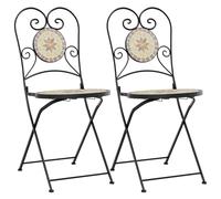 Berkfield Home Bistro Chairs Foldable 2 pcs Terracotta & White Ceramic Berkfield Home Multicolor
