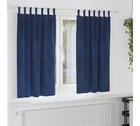 Berkfield Home Blackout Curtains with Hanging Loops 2 pcs Dark Blue Velvet in Navy Berkfield Home Navy