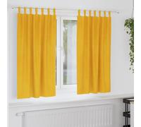 Berkfield Home Blackout Curtains with Hanging Loops 2 pcs Mustard Yellow Velvet Berkfield Home Multicolor