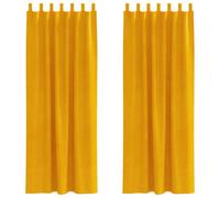 Berkfield Home Blackout Curtains with Hanging Loops 2 pcs Mustard Yellow Velvet Berkfield Home Mustard
