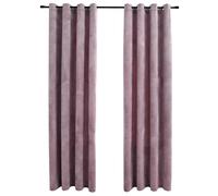 Berkfield Home Blackout Curtains with Rings 2pcs Velvet Antique Pink 140x225cm | Size: 140x225 cm Berkfield Home Pink 140x225 cm