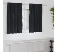 Berkfield Home Blackout Curtains with Top Tape 2 pcs Black Velvet Berkfield Home Black