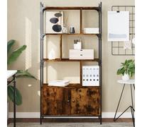 Berkfield Home Bookcase with Doors Smoked Oak 76.5x30x154.5 cm Engineered Wood in Brown Berkfield Home Brown 76.5x30x154.5 cm