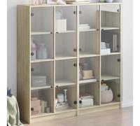 Berkfield Home Bookcase with Doors Sonoma Oak 136x37x142 cm Engineered Wood in Brown | Size: 136 x 37 x 142 cm Berkfield Home Brown 136 x 37 x 142 cm
