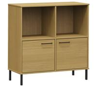 Berkfield Home Bookcase with Metal Legs Brown 90x35x90.5 cm Solid Wood OSLO in Light Brown Berkfield Home Light Brown 90x35x90.5 cm