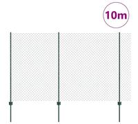 Berkfield Home Bright Chain Link Fence with 10 U Posts Green 1.5x10 m Steel Berkfield Home Green