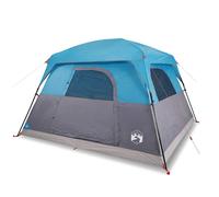 Berkfield Home Camping Tent Cabin 4-Person Blue Waterproof Berkfield Home Blue